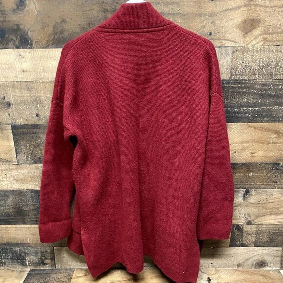 Madewell Ryder Maroon Knit Alpaca Duster Cardigan S Merino Wool Chunky Plush - Picture 4 of 7